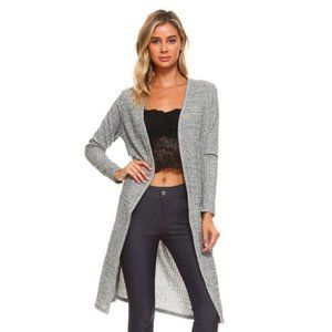 Women's Long Sleeve Ribbed Shimmer Cardigan